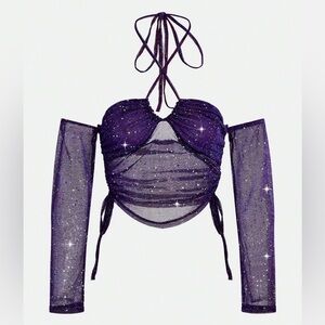 Sparkling Purple Mesh Crop Top